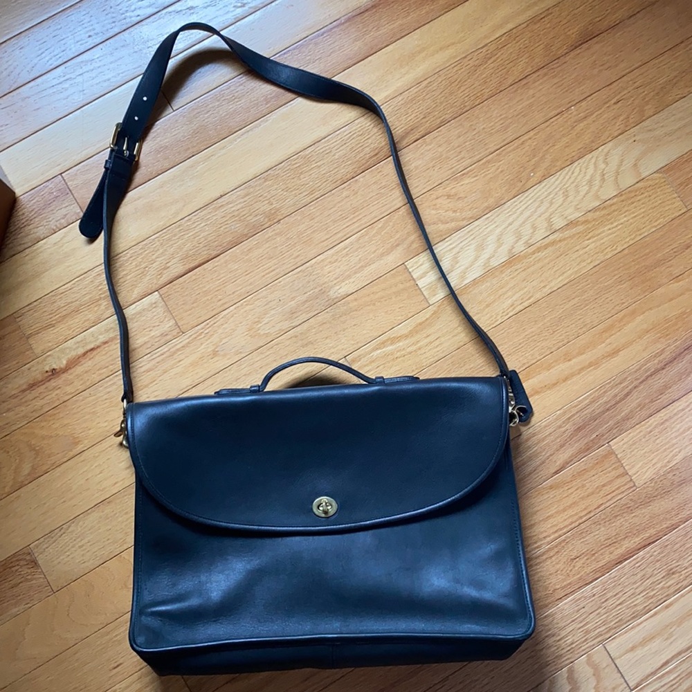 Coach black leather briefcase